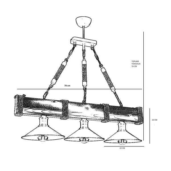 Lustră maro deschis cu abajur din metal Kütük Yanık – Opviq lights-image-2