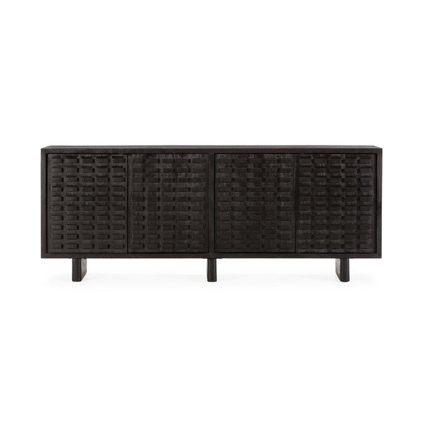 Comodă neagră din lemn de mango 200x80x40 cm Inaya – MOME