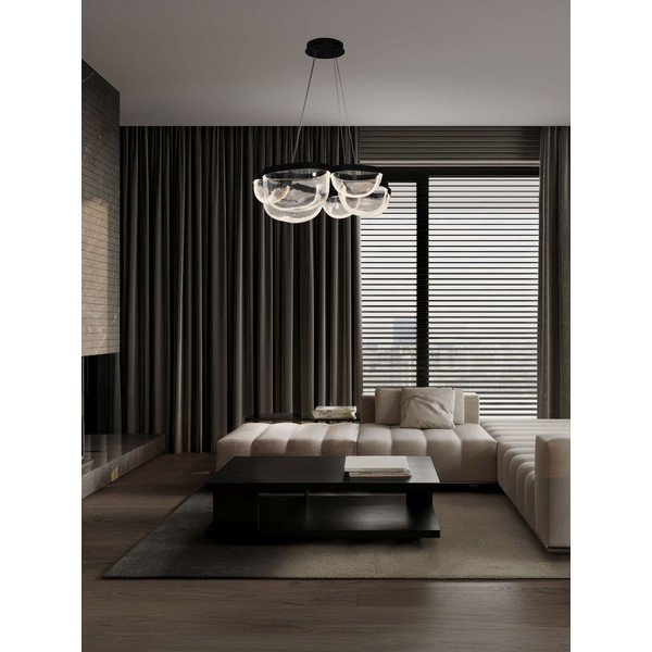Lustră negru-mat LED cu intensitate reglabilă din oțel cu abajur din sticlă ø 83 cm Clair – Nova Luce-image-1