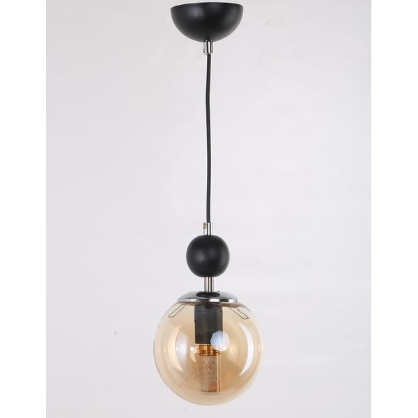 Lustră galben ocru/neagră cu abajur din sticlă ø 15 cm Marble – Squid Lighting