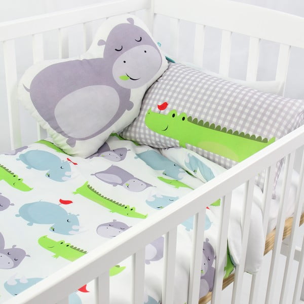 Husă pilotă și pernă din bumbac pentru copii Mr. Fox Hippo 100 x 120 cm-image-2