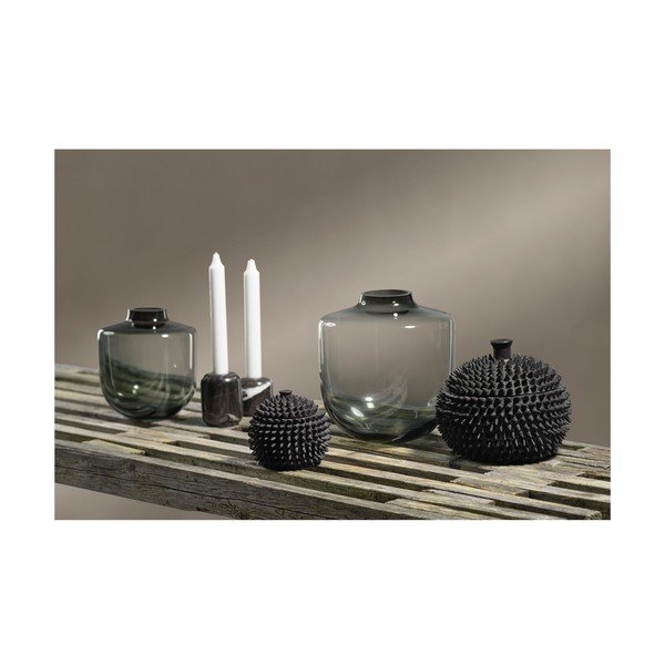 Vază gri din sticlă (înălțime 21 cm) Daun – Villa Collection-image-1