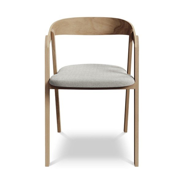 Scaun de sufragerie gri deschis din lemn masiv Erika – Makamii-image-1