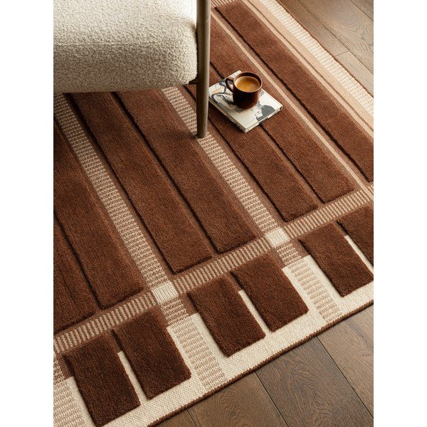 Covor maro/bej țesut manual din lână 120x170 cm – Asiatic Carpets-image-2