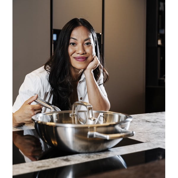 Tigaie tip wok cu capac din oțel inoxidabil ø 30 cm Chili Ta – FABINI-image-1