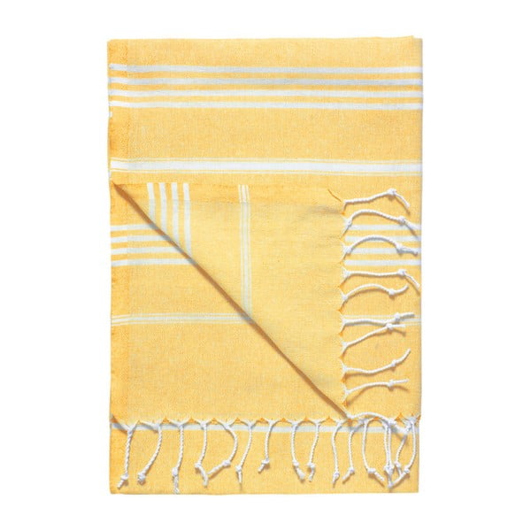 Prosop baie hammam Kate Louise Classic, 180 x 100 cm, galben-image-4