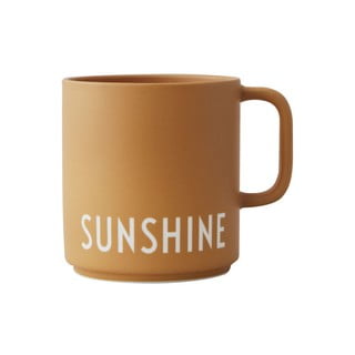 Cană din porțelan Design Letters Sunshine, galben muștar