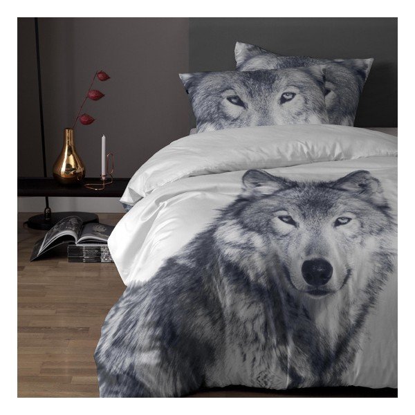 Lenjerie de pat din bumbac Damai White Husky, 200 x 140 cm-image-1