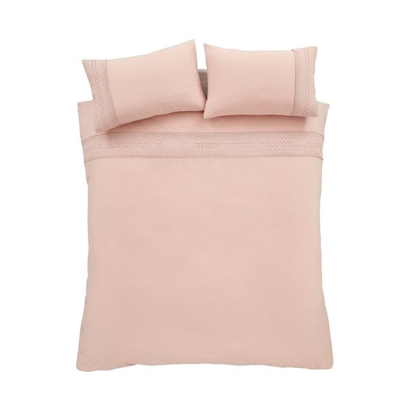 Lenjerie de pat roz pentru pat dublu/extinsă 230x220 cm Broderie Anglaise – Catherine Lansfield