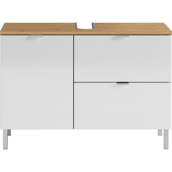 Dulap sub chiuvetă în decor de stejar Germania Mauresa, lățime 80 cm, alb-image-2