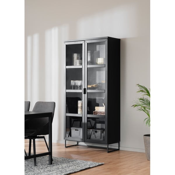 Vitrină în culoare naturală din lemn masiv de stejar 95x195 cm Everett - Rowico-image-4