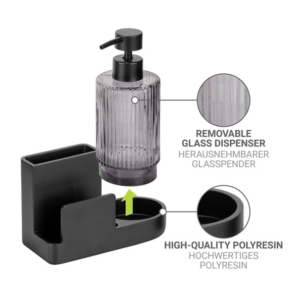 Suport pentru accesorii de spălat negru din polirășină Pina – Wenko-image-3