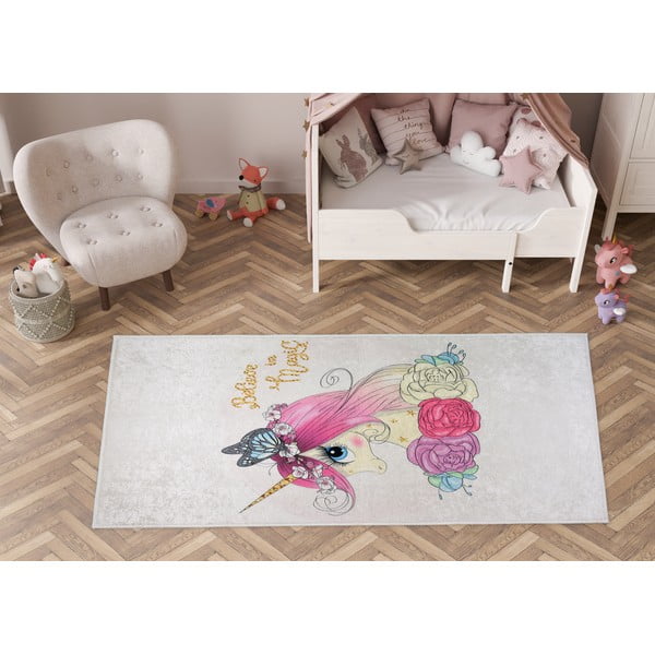 Covor pentru copii fildeș lavabil 80x120 cm Cute Unicorn – Vitaus-image-1