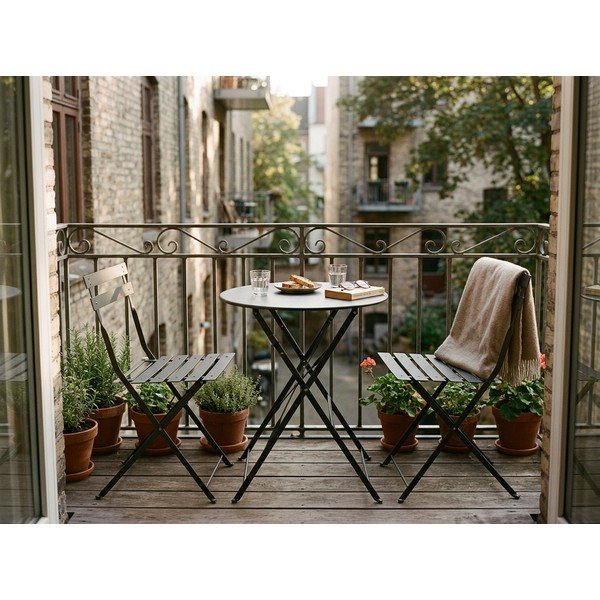 Set de dining pentru grădină gri antracit din oțel pentru 2 persoane Austin – Bizzotto-image-1