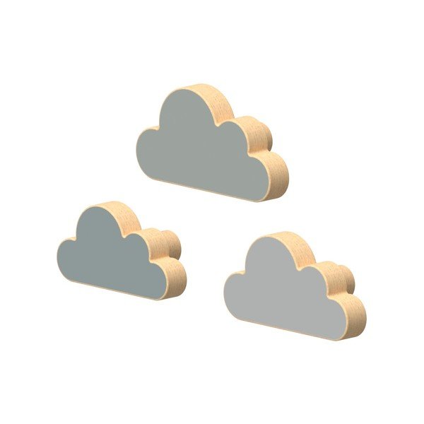 Cârlige albastru-deschis 3 buc. de montat pe perete din lemn de fag Cloud – Cam Cam Copenhagen