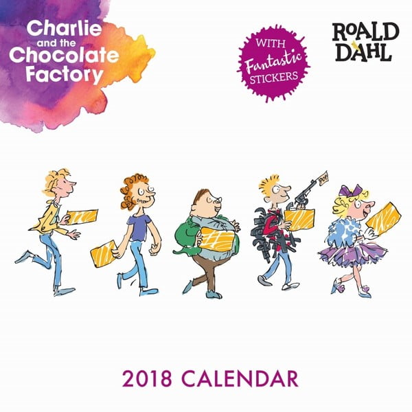 Calendar perete pentru anul 2018 cu notițe adezive Portico Designs Roald Dahl Charlie And The Chocolate Factory