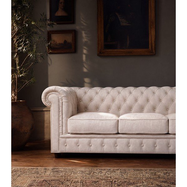 Canapea crem cu tapițerie din catifea 230 cm Cambridge – Ropez-image-3