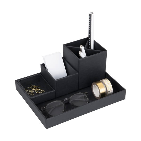 Organizator de birou cu 4 piese pentru instrumente de scris Bigso Box of Sweden Lena, gri închis-image-2