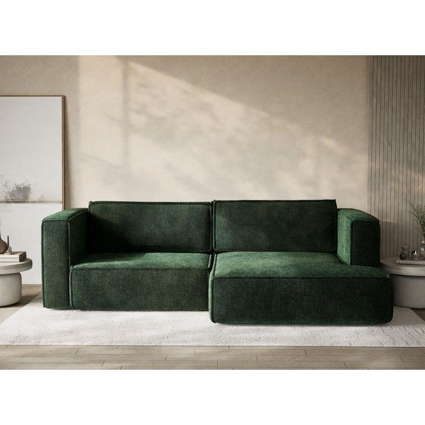 Colțar verde închis extensibil/cu spațiu de depozitare cu tapițerie din chenille (cu colț pe partea dreaptă/cu șezlong) Velto – Maison de Rêve-image-1