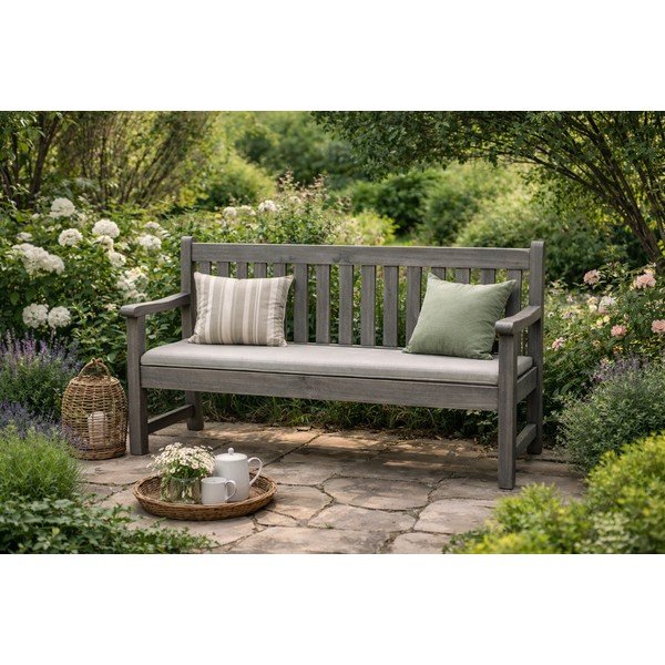 Bancă de grădină gri din lemn London - Rojaplast-image-2