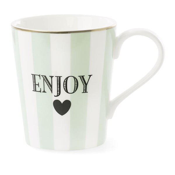Cană din ceramică Miss Étoile Coffee Enjoy Stripe Aqua Green, Ø 8 cm