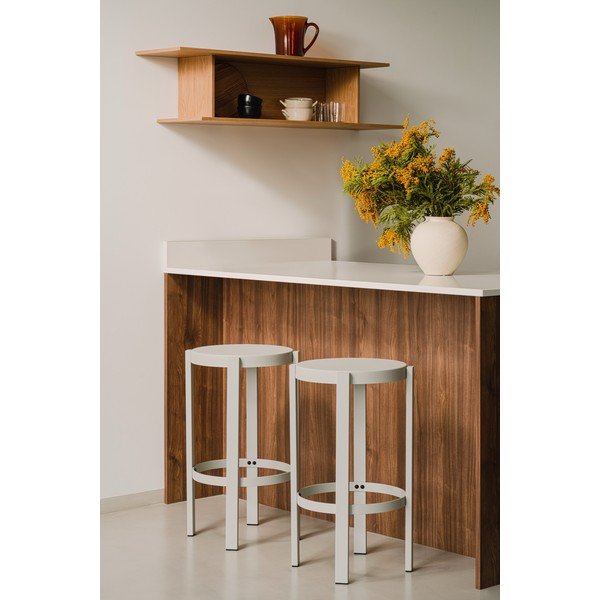 Scaun de bar gri deschis din oțel (înălțime șezut 65 cm) Doon – noo.ma-image-1