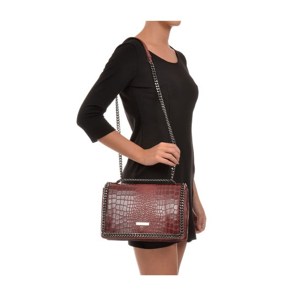 Geantă din piele Carla Ferreri Chain, roșu-image-4