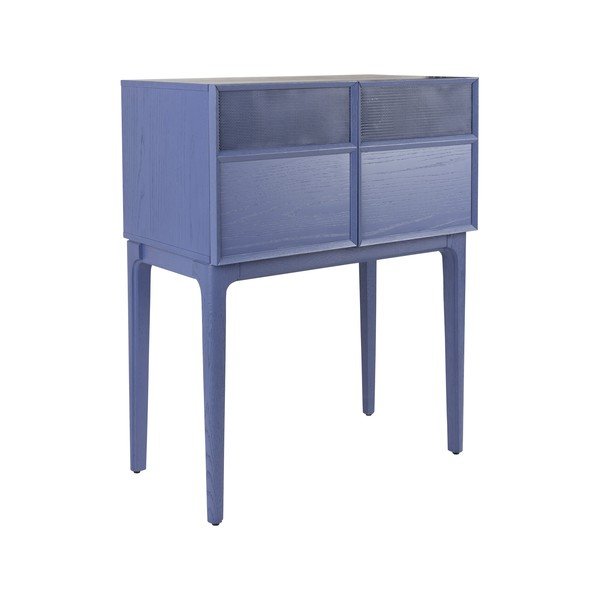 Comodă albastră cu aspect de lemn de stejar 80x100x45 cm June – Zuiver-image-2