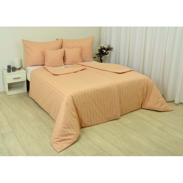 Lenjerie de pat portocalie din damasc pentru pat de o persoană/extinsă 140x220 cm Damask 