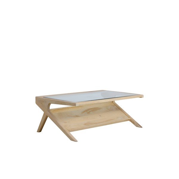 Măsuță de cafea în culoare naturală deschisă cu blat din sticlă 70x112 cm Yuki – Light & Living
