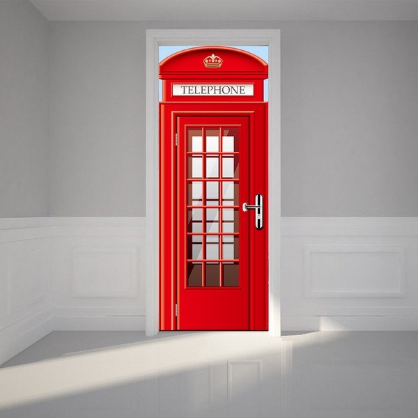 Tapet pentru ușă Walplus UK Telephone Booth, 88 x 200 cm-image-3