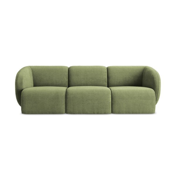 Canapea verde cu tapițerie din chenille 244 cm Lani – Makamii