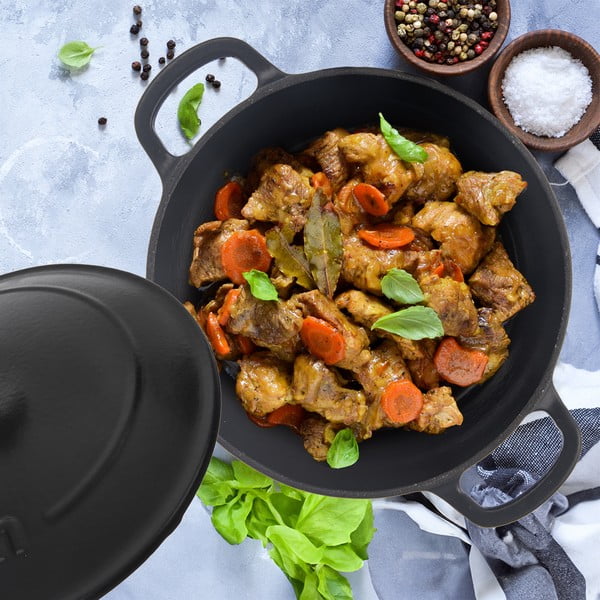 Oală cu capac din fontă 5,2 l adecvată pentru plita cu inducție LITINA SMALT – Orion-image-1