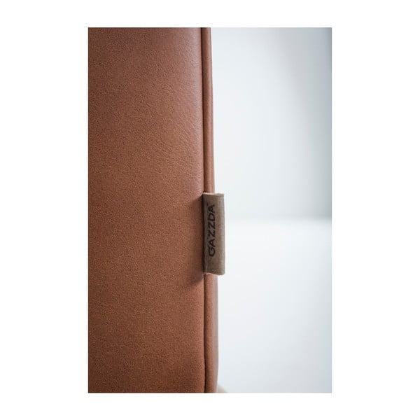 Canapea din piele bovină cu structură din lemn masiv de stejar Gazzda Fawn, 240 cm, maro cognac-image-4