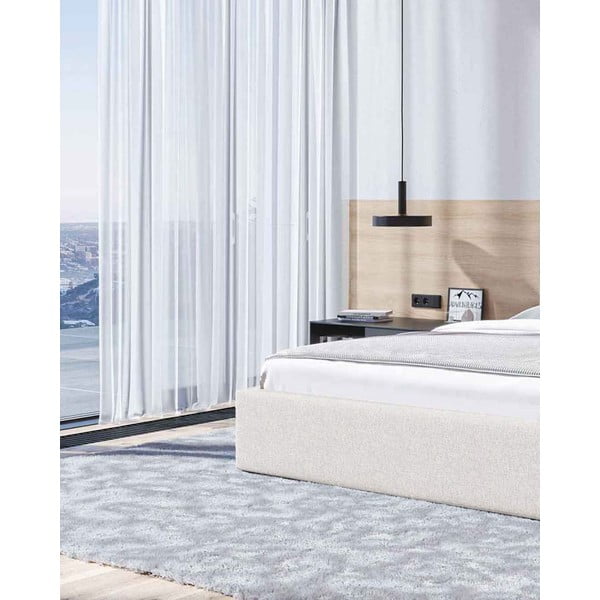 Pat matrimonial bej tapițat cu spațiu de depozitare cu somieră 180x200 cm Bufo – MESONICA-image-4