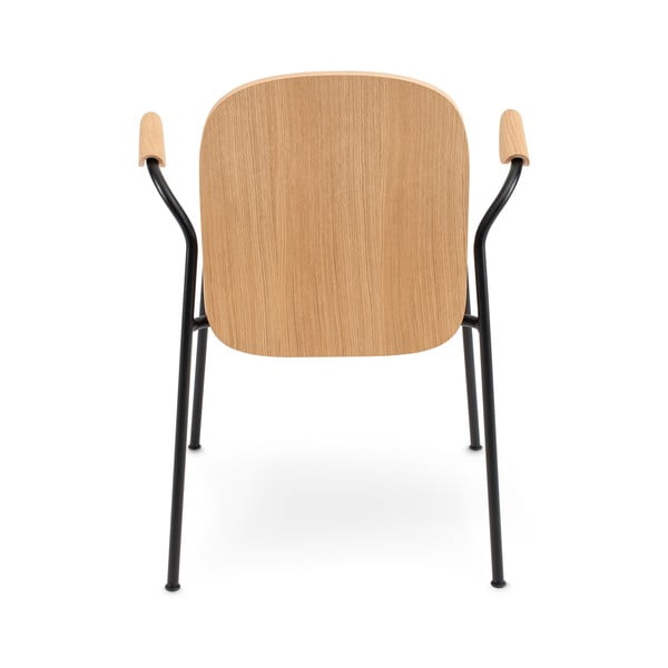 Scaune de dining maro coniac/în culoare naturală cu cotiere/stivuibile 2 buc. cu aspect de lemn de stejar Book – Gazzda-image-3