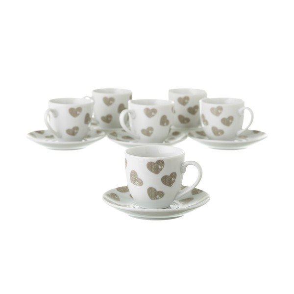 Set 6 cești cu farfurioară și suport metalic Unimasa Love-image-2