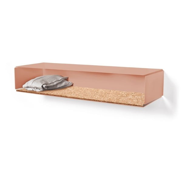 Raft de perete roz pal cu bază din plută Slawinski Side Box
