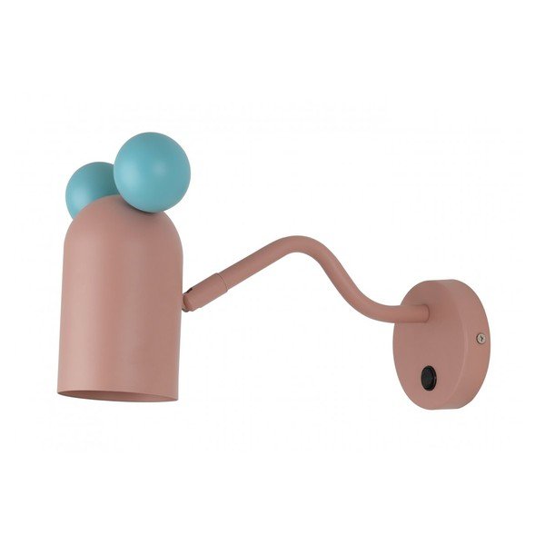 Lustră pentru copii albastru-deschis/roz cu abajur din metal Mouse – GTV
