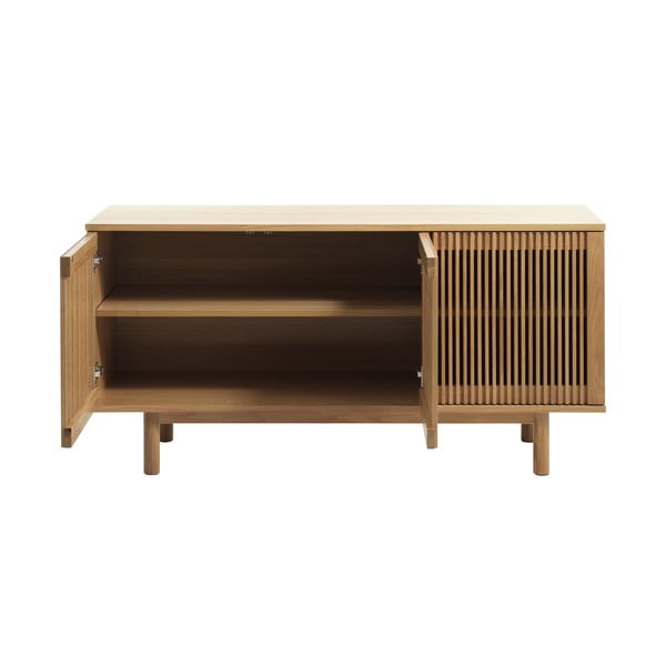 Comodă în culoare naturală joasă cu aspect de lemn de stejar 143x70 cm Tiber – Unique Furniture-image-4