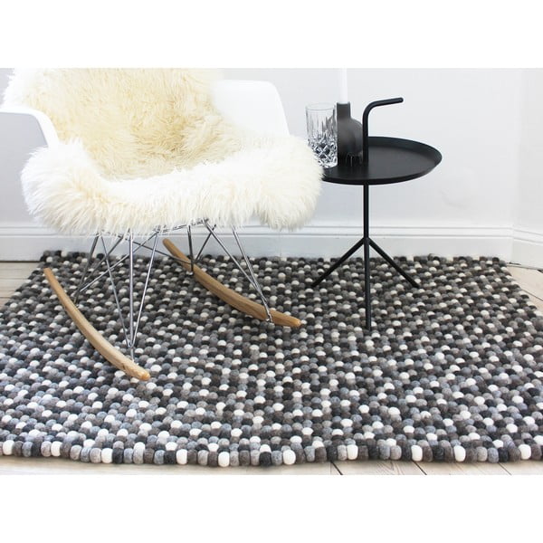 Covor cu bile din lână Wooldot Ball Rugs, 100 x 150 cm, alb - gri-image-1
