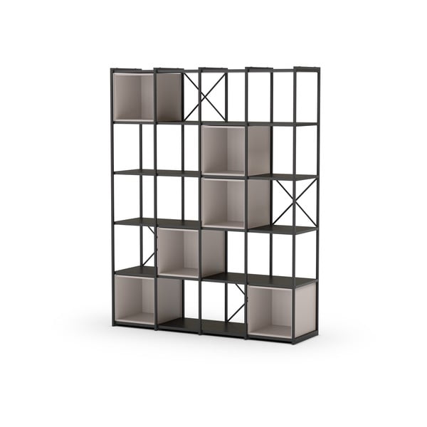 Bibliotecă neagră/crem 140x179 cm Anya – Marckeric-image-2