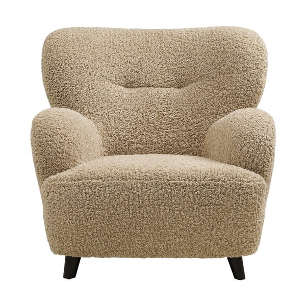 Fotoliu maro deschis cu tapițerie din țesătură bouclé Lunaro – House Nordic-image-2