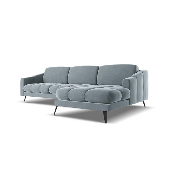 Colțar albastru deschis cu tapițerie din catifea (cu colț pe partea dreaptă) Nalu – Makamii-image-3