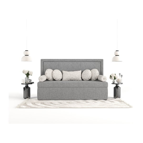 Pat gri tapițat 90x200 cm Scala – Maison de Rêve-image-3