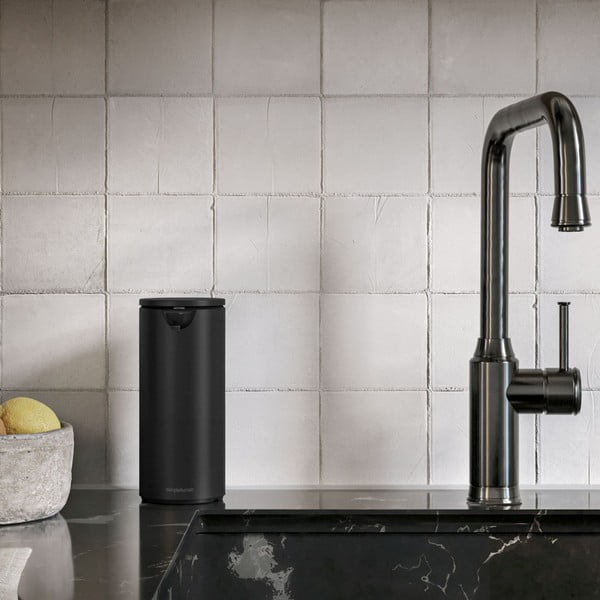 Dozator de săpun lichid negru mat automat din oțel 414 ml – simplehuman-image-1