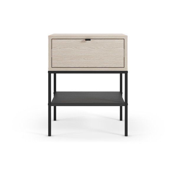 Noptieră în culoare naturală deschisă cu rafturi cu aspect mat Sali – Marckeric-image-2