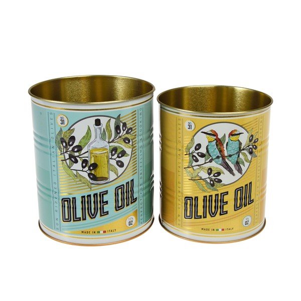 Cutii de depozitare 2 buc. din staniu decorative ø 11x13 cm Olive Oil – Rex London-image-1