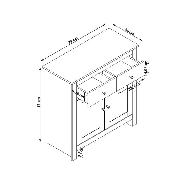 Comodă joasă gri, cu aspect de lemn de stejar 79x81 cm Emerald – Støraa-image-3