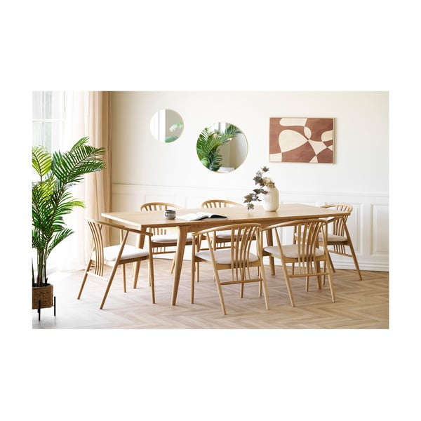 Masă de dining extensibilă cu aspect de lemn de stejar cu blat suplimentar 90x180 cm Darwin – House Nordic-image-2